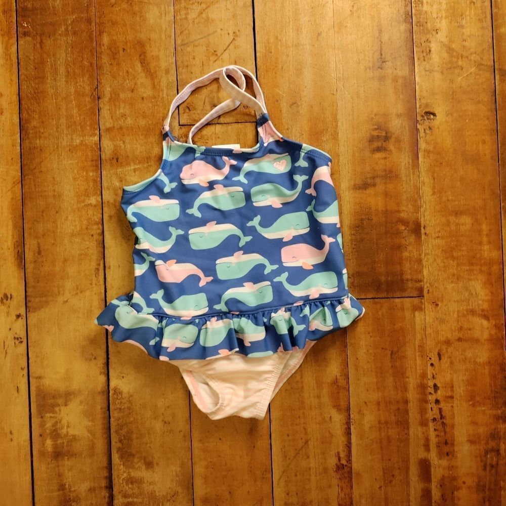 Carters swimsuit 24 months one piece bathing suit whale pink blue summer beach